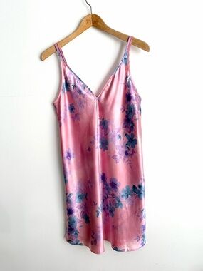 Vintage Y2K Warner’s - Pink Floral Satin Slip dress Nightie - Size L